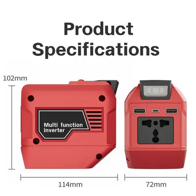 250W Lityum Pil İnvertör, Milwaukee 18V/20V, 110V/220V, PD 20W - 6