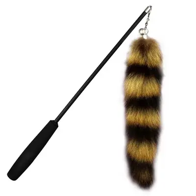 Retractable Cat Teaser Wand with Fox Tail and Bell - 6