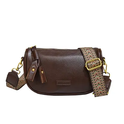 Retro Small Women's Shoulder Bag, Solid Color Textured Pillow Bag - 7