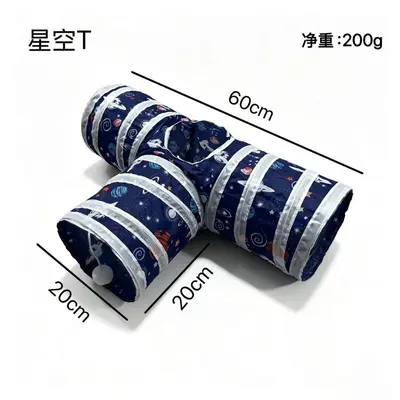 Foldable Starry Sky Cat Tunnel, Wear and Scratch Resistant, Interactive Toy - 8