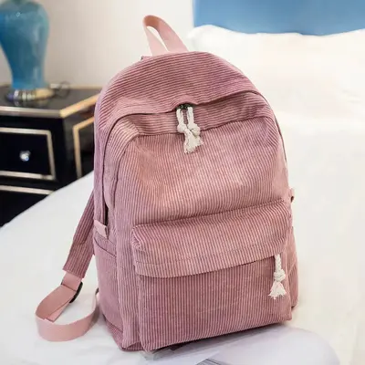 Korean-Style Corduroy Backpack for High School Students and Young Women - 3