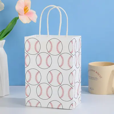Cartoon Baseball Print Kraft Paper Gift Bag for Kids