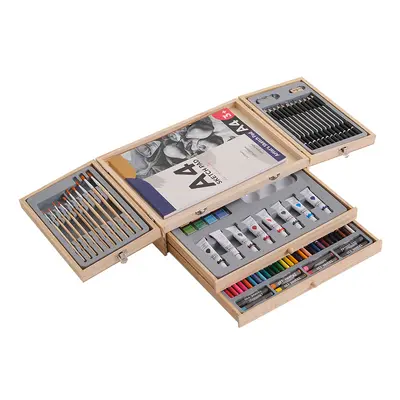 82-teiliges Kunstmalerei-Set Holzbox Pinsel - 8