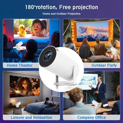 Evde kullanım için sınır ötesi orijinal hy300 varil projektör, Android 14 Bluetooth 4K küçük taşınabilir mini projektör fabrikası - 4