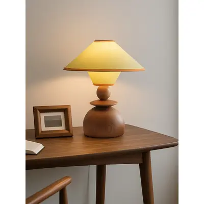 Vintage French-Style Solid Wood Table Lamp, Bedside Lamp