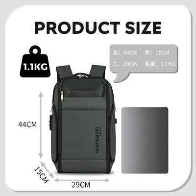 Neuer hochwertiger Business-Rucksack für Herren wasserdichter Rucksack große Kapazität Business-Reise multifunktional Passwort Diebstahlschutz Laptop-Tasche - 11