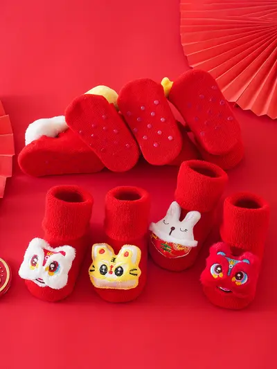 Newborn Thick Terry Socks, Non-Slip, New Year Design