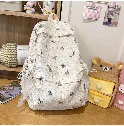 Cross-border ins casual minimalist leopard print double shoulder backpack women's junior and senior high school student travel backpack large capacity school bag - 12