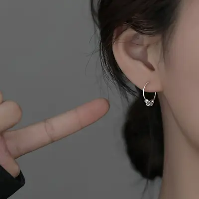 999 pure silver stud earrings for women, niche design