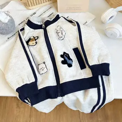 Children's sportswear set, raglan sleeves, towel embroidery, two-piece - 8