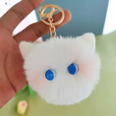 Sıcak satışta stokta kedi peluş oyuncak kolye uzun tüylü çok renkli isteğe bağlı çanta kolye giyim aksesuarı. - 7