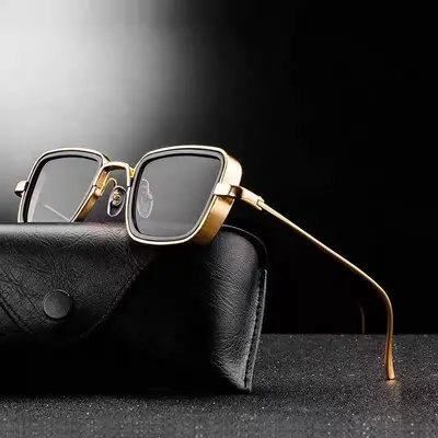 Retro-Herrensonnenbrille mit eckigem Metallrahmen, Modell 2026 - 1