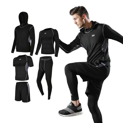Men's Running Sportswear Set with Shorts, Tights and Short-Sleeve Top - 6