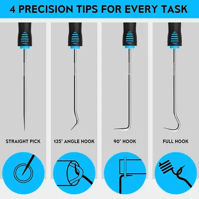 Oil Seal Removal Tool Set, 4, 6 or 10 Pieces, Hook Puller