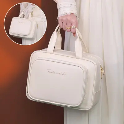 Compartmented Makeup Bag, Large Capacity, Portable Travel Cosmetic Bag - 5
