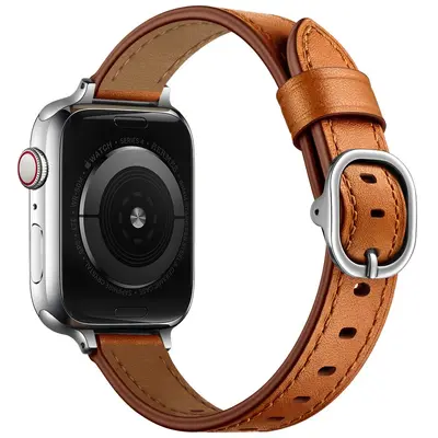 Slim Top-Grain Leather Band for Apple Watch 3/4/5/6/7/SE