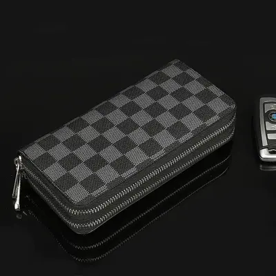 Genuine Leather Men's Clutch Wallet with Double Zipper - 3