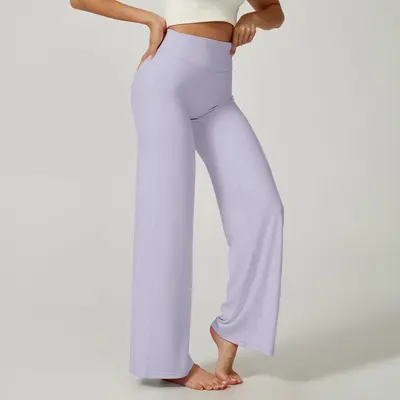 Damen-Outdoor-Freizeithose mit geradem Bein, weite Yogahose - 13