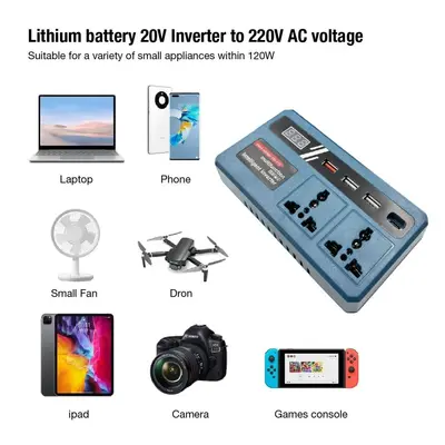 Lithium-Akku-Wechselrichter grenzüberschreitend 18-21V auf 220V Wechselrichter USB/TYPE-C für DeWalt, Makita, Milwaukee Akku (Fuß)
