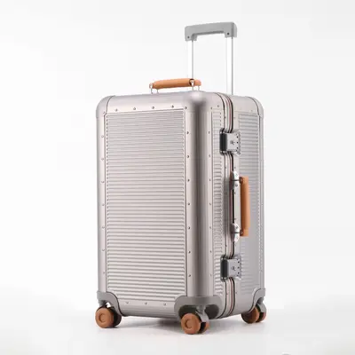 28 Inch Retro Aluminum Frame Trolley Case, Silent Wheels, Combination Lock - 9
