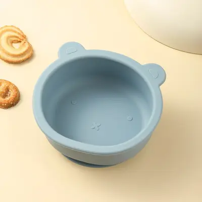 Baby Silicone Dinner Plate and Bowl Set with Bear Design and Spoon - 11