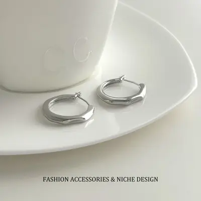 ARSIS Flowing Metal Earrings, French Style, Silver - 9