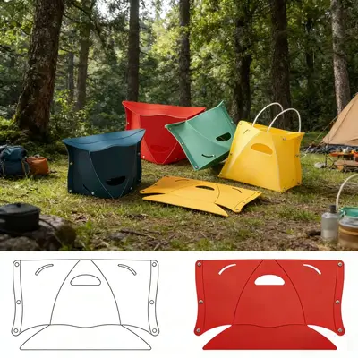 Wholesale plastic folding stools, portable Mazar home storage folding stools for outdoor camping and fishing, simple benches