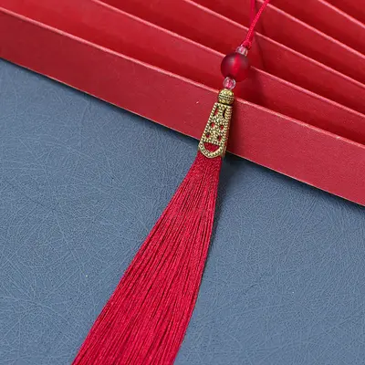 15 cm pagoda şapkası püsküllü antik stil kolye - 7