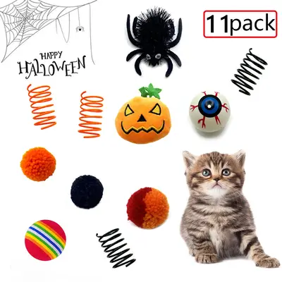 Halloween Spider-Shaped Interactive Cat Toy Set - 3