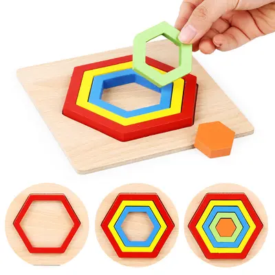 Ahşap geometri puzzle oyuncak, erken eğitim el tutuş panosu