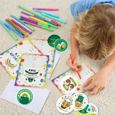 St. Patrick's Day Green Hat Stickers, Round Decorative Envelope Seals - 5