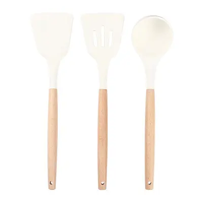 Spot silikon spatula, çorba kaşığı, yapışmaz tava, özel yüksek sıcaklığa dayanıklı ve haşlanmayı önleyen ev pişirme kevgir mutfak eşyaları seti beyaz