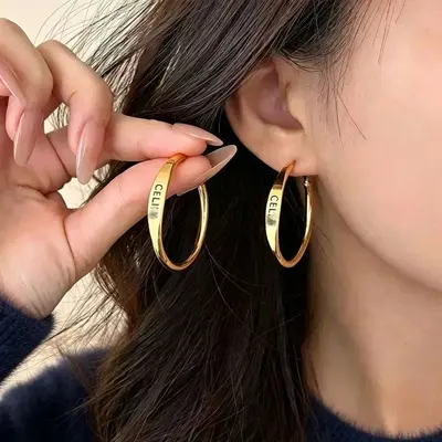 S925 silver letter design earrings