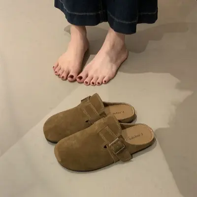 Women's Retro Mule Slippers, Slip-On, Soft Sole, Non-Slip, Closed Toe