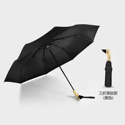 Duck Head Three-Fold Umbrella with Wooden Handle, Women's Sun and Rain - 13