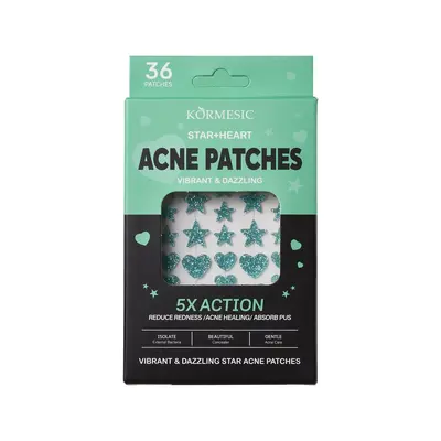 KORMESIC Кросс-бордер производитель оптом Патчи от акне в форме звезды Star Pimple Patch, тонкие дышащие, не перекрывающие дыхание кожи, дизайн в стиле мультфильма - 10
