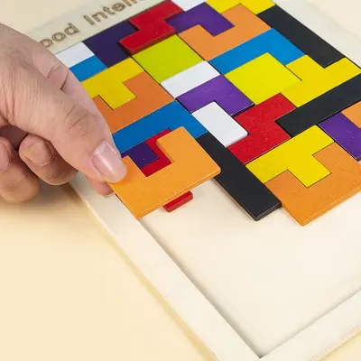 Wooden Tetris Block Puzzle Toy for Children