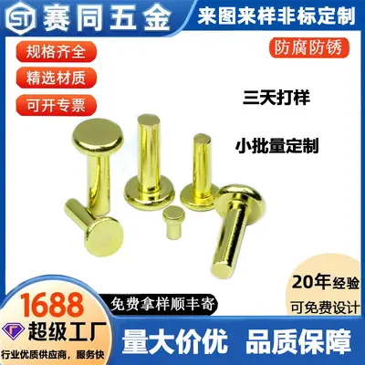 Solid Brass Rivets, Flat and Round Head, Semi-Hollow