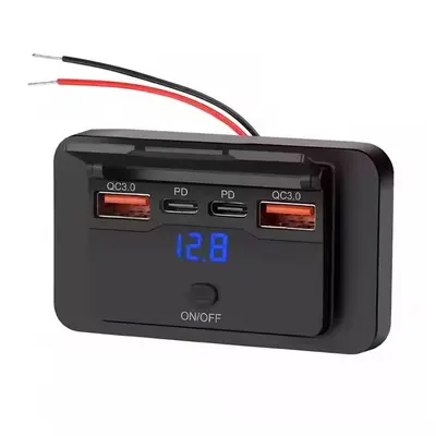 Çift QC+ Çift PD Araç Şarj Cihazı, Dijital Voltmetreli, Tuş Anahtarlı - 7