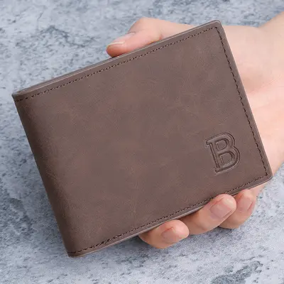 Erkek Kısa Cüzdan, Retro, 2 Katlı, Çok Kartlık ve Bozuk Para Bölmeli