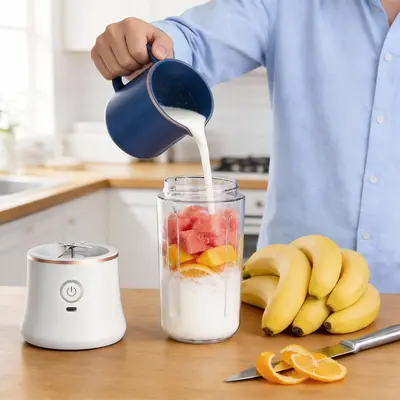 Rechargeable USB Juicer Blender, Dual Cup 420ML+420ML Mixer with Sports Lid