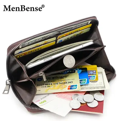 Men's Long Wallet, Matte Patchwork, Multifunctional Clutch Bag - 4