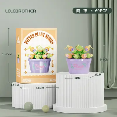 Potted Succulent Everlasting Flower Bouquet Building Block Set, Rose Girl Series - 13