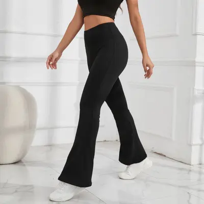 Kaldırıcı şeftali kalça yoga kloş pantolon, yüksek bel kadın fitness pantolonu
