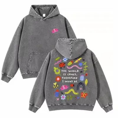 Y2 Ağır Kumaş Kapüşonlu Sweatshirt, 3D Dijital Baskılı Böcek Grafiti, Hava Katmanlı - 7