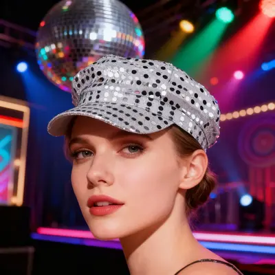 70s disco sequin hat for parties and cosplay