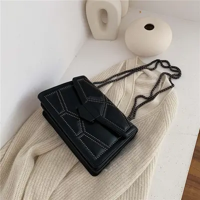 Women's Studded Chain Strap Small Square Crossbody Bag - 4