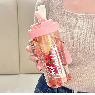 Plastic Straw Water Cup, Heat-Resistant, Tea-Water Separation - 7