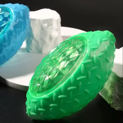 Durable Bite-Resistant Dog Chew Toy Glowing Squeaky Rugby Ball, Interactive - 3