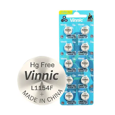 Vinnic L1154F Electric Eye Cream Battery, AG13/LR44/A76 Button Cell, Blister Card